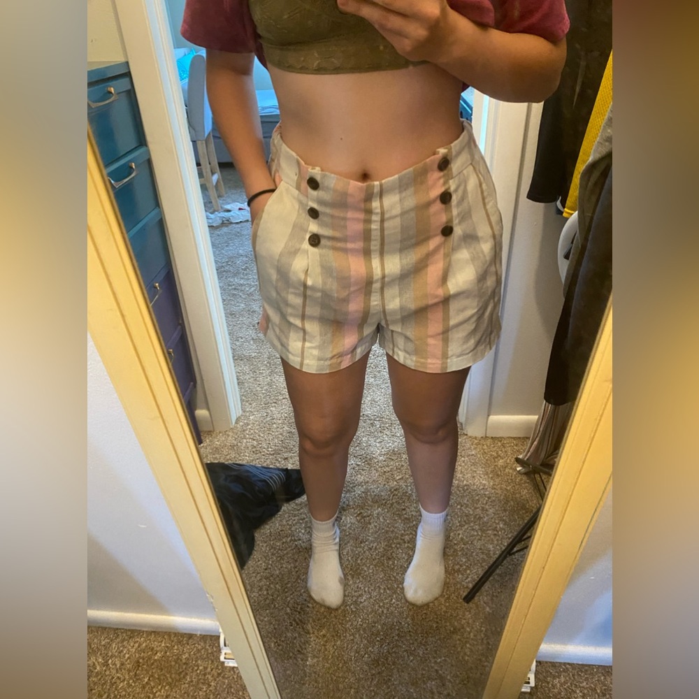 grey and pink dressy shorts